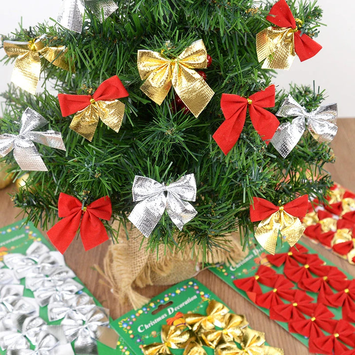 Stylish red and gold Christmas bow pendants