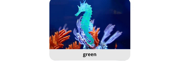 Submersible glowing seahorse aquarium accessory