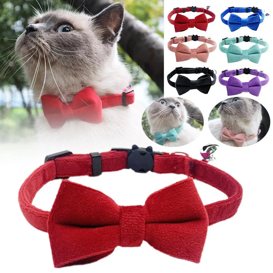 Suede Bow Collar for Puppies & Cats
