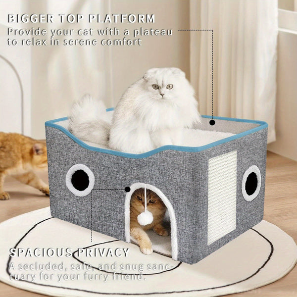 Super wide indoor cat house