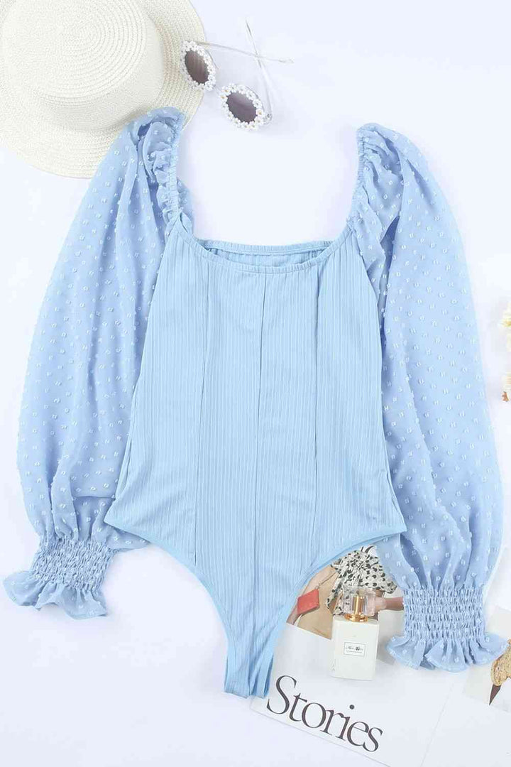 Swiss Dot Ruffle Sleeve Bodysuit