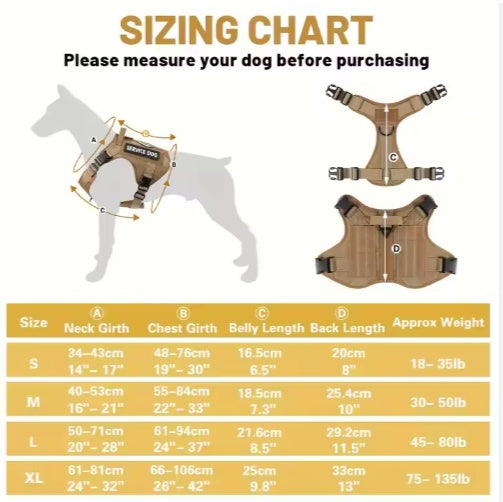 Tactical service dog harness vest