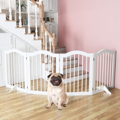 Tall freestanding wooden dog gate