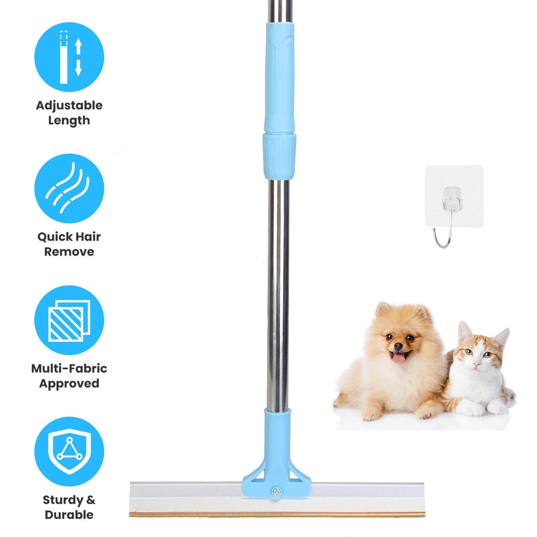 Telescopic pet hair removal rake