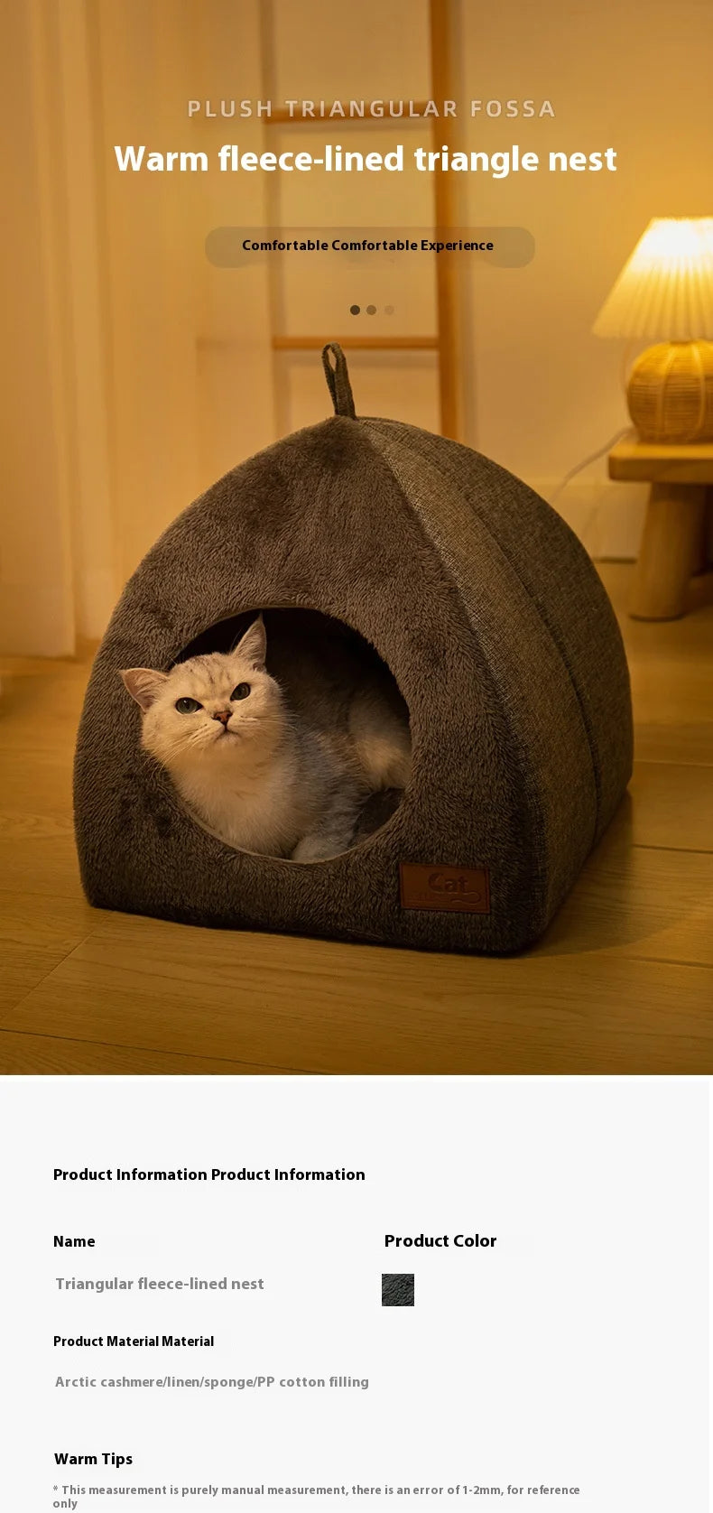 Thickened Triangle Cat Tent for Warmth
