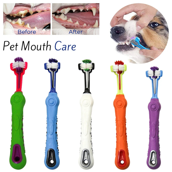 Three-Sided Pet Toothbrush