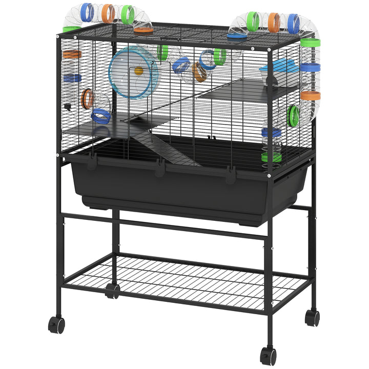 Three tier hamster cage with tubes