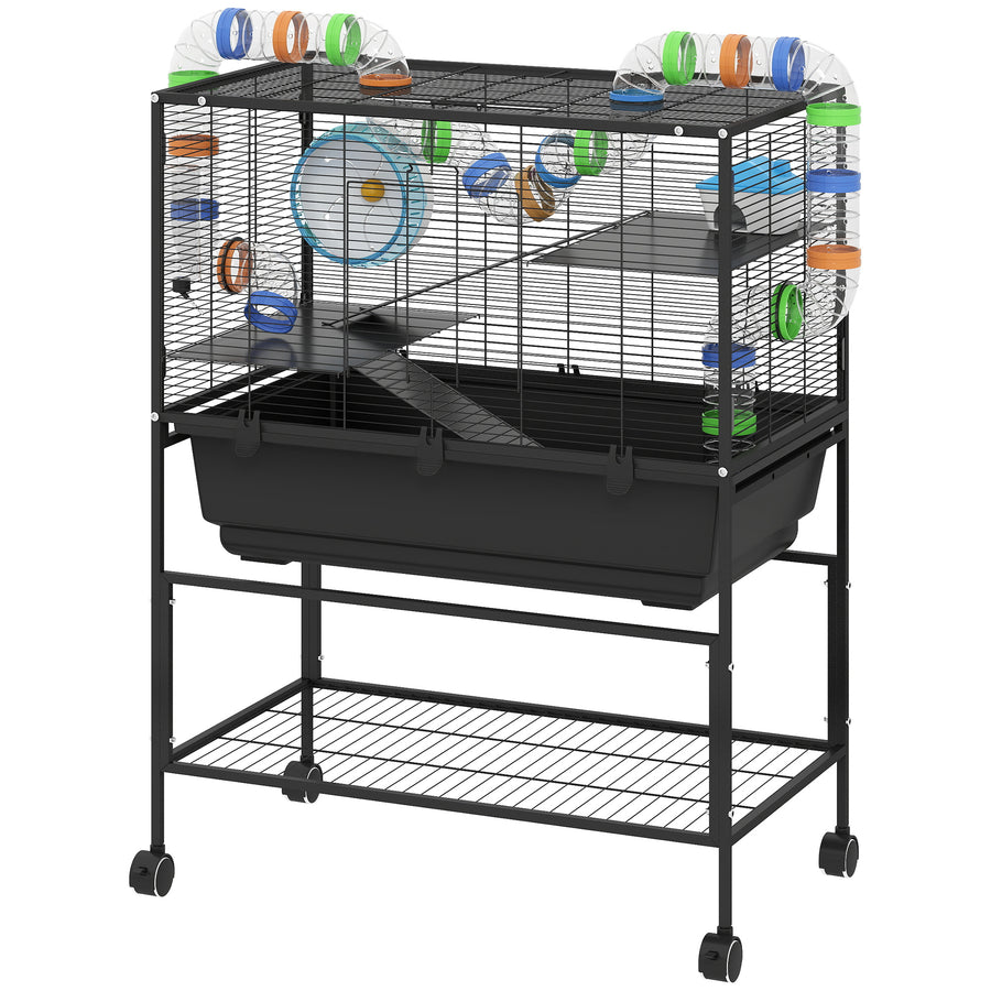 Three tier hamster cage with tubes