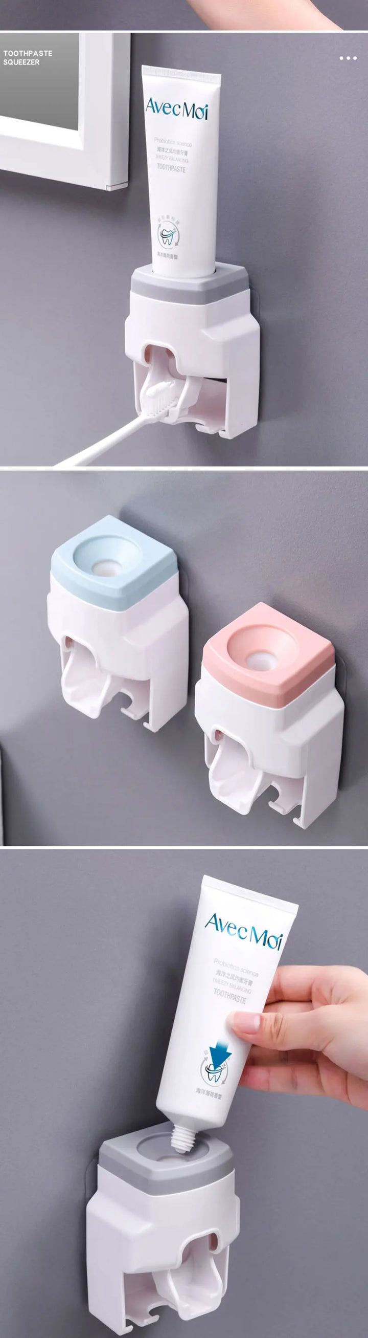 Toothbrush Holder and Dispenser Set for Bathroom