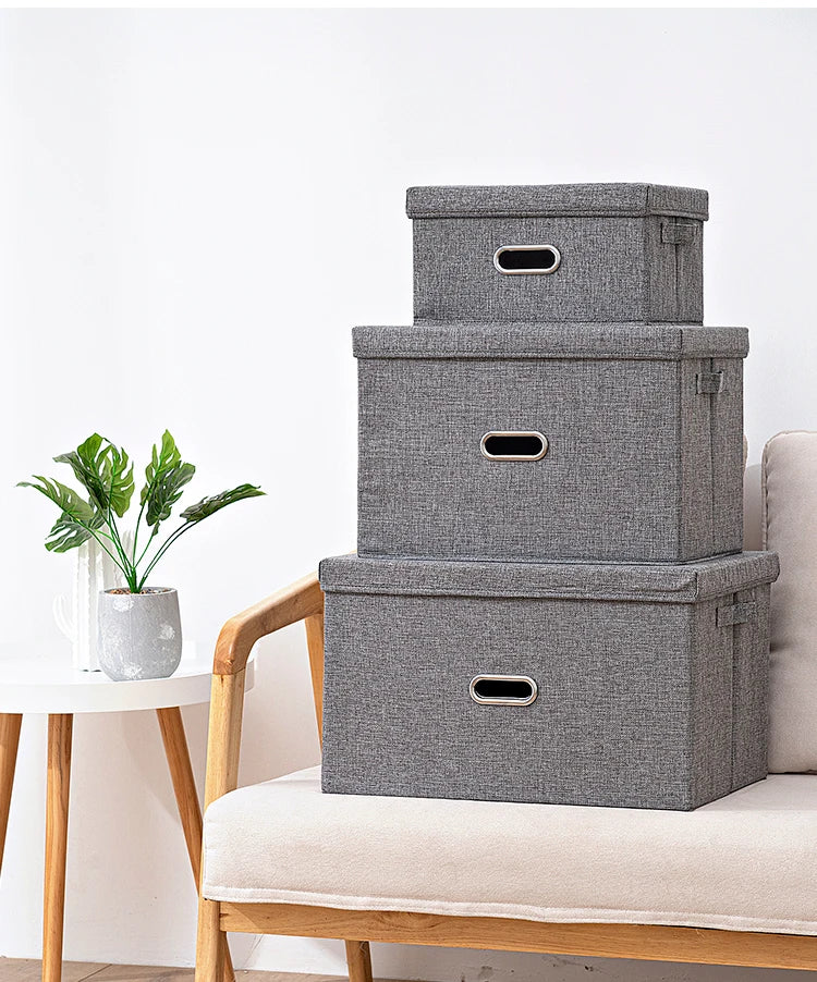 Toy storage cube with lid grey