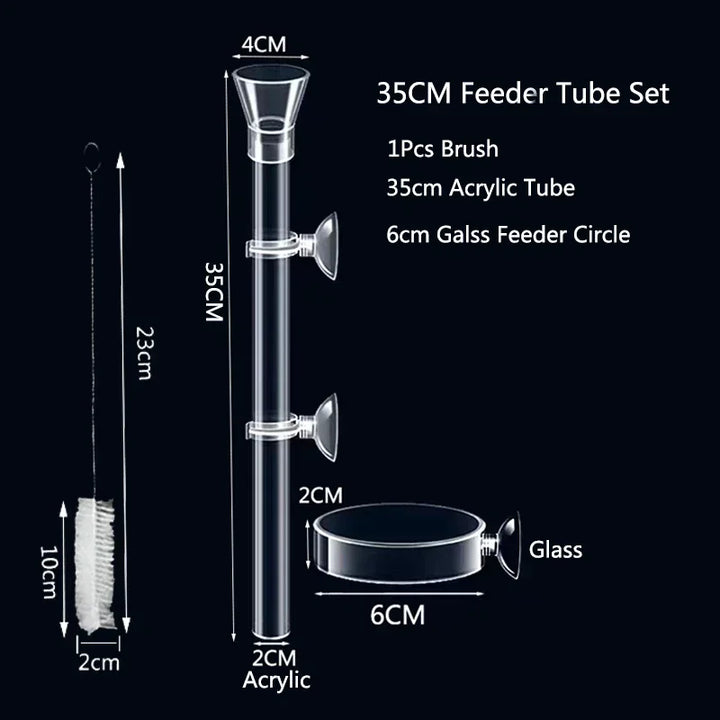 Transparent shrimp feeder bowl for aquariums.