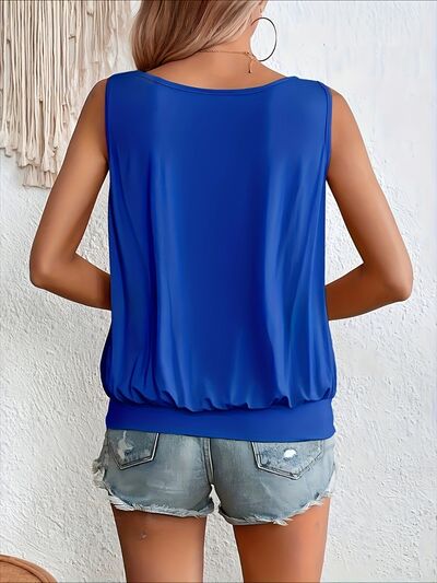 Trendy Ruched Sleeveless Blouse
