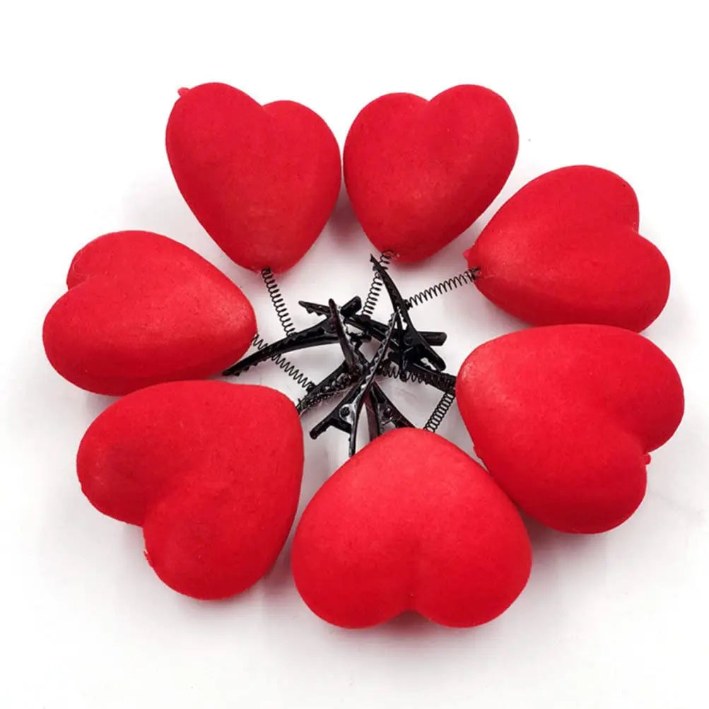 Trendy red heart hair barrettes