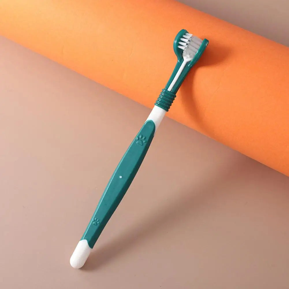 Triple-Headed Toothbrush for Pet Oral Health
