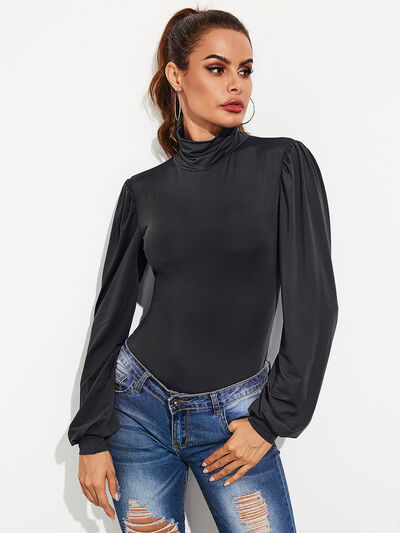 Turtleneck Lantern Sleeve Bodysuit