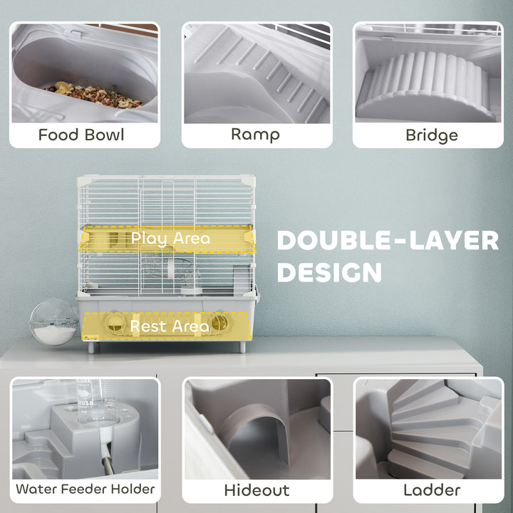 Two tier gray hamster cage set