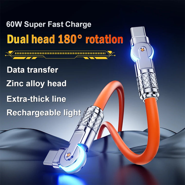 USB-C to USB-C Cable with 180° Rotating Connector

