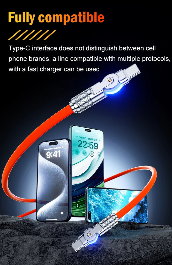USB-C to USB-C Cable with Rotating Elbow Connector type c

