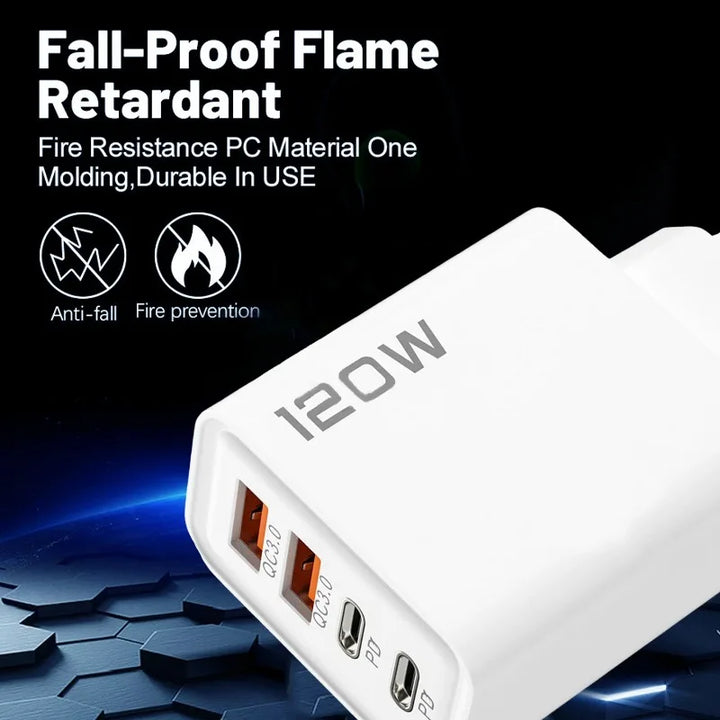 USB C Fast Charger – 4 Ports, 120W Power

