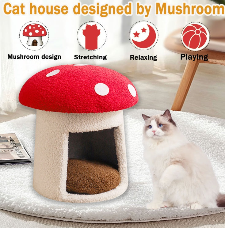 Umbrella shaped cat house design