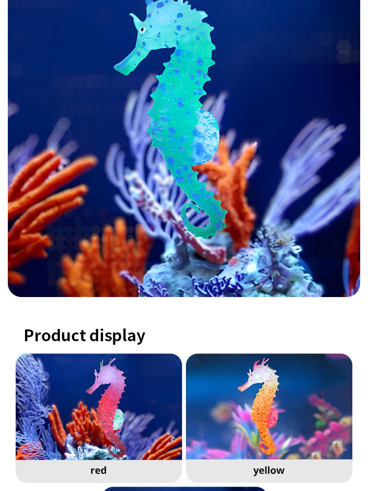 Unique aquarium silicone seahorse ornament