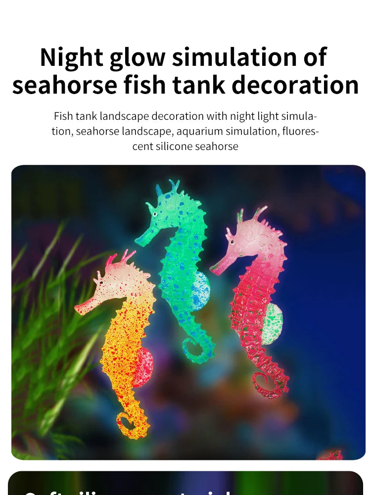 Unique glowing seahorse tank accessory