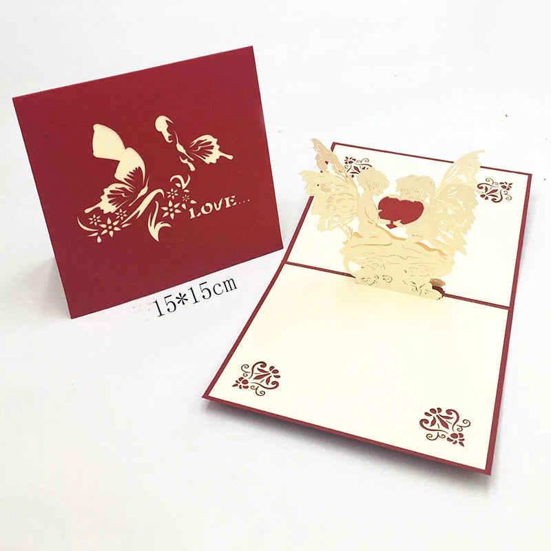 Unique wedding greeting pop-up card