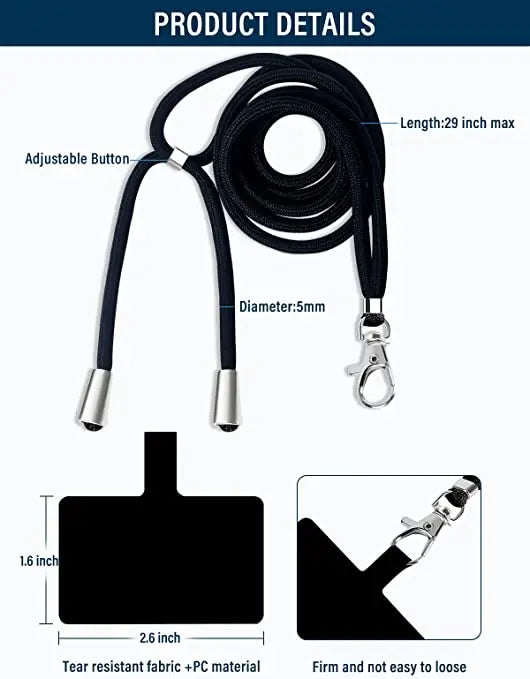 Universal Phone Lanyard with Metal Buckle – 150cm Length product details 

