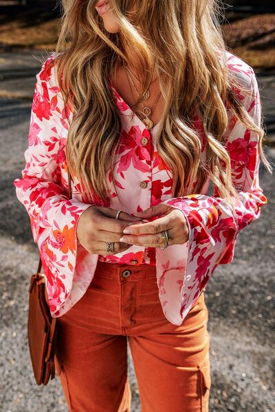 V-Neck Floral Flare Bodysuit