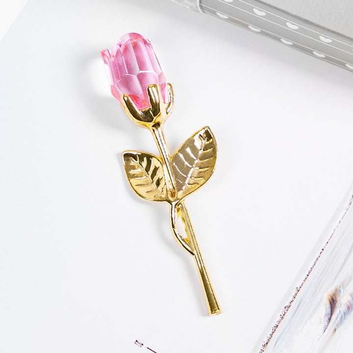 Valentine metal crystal rose