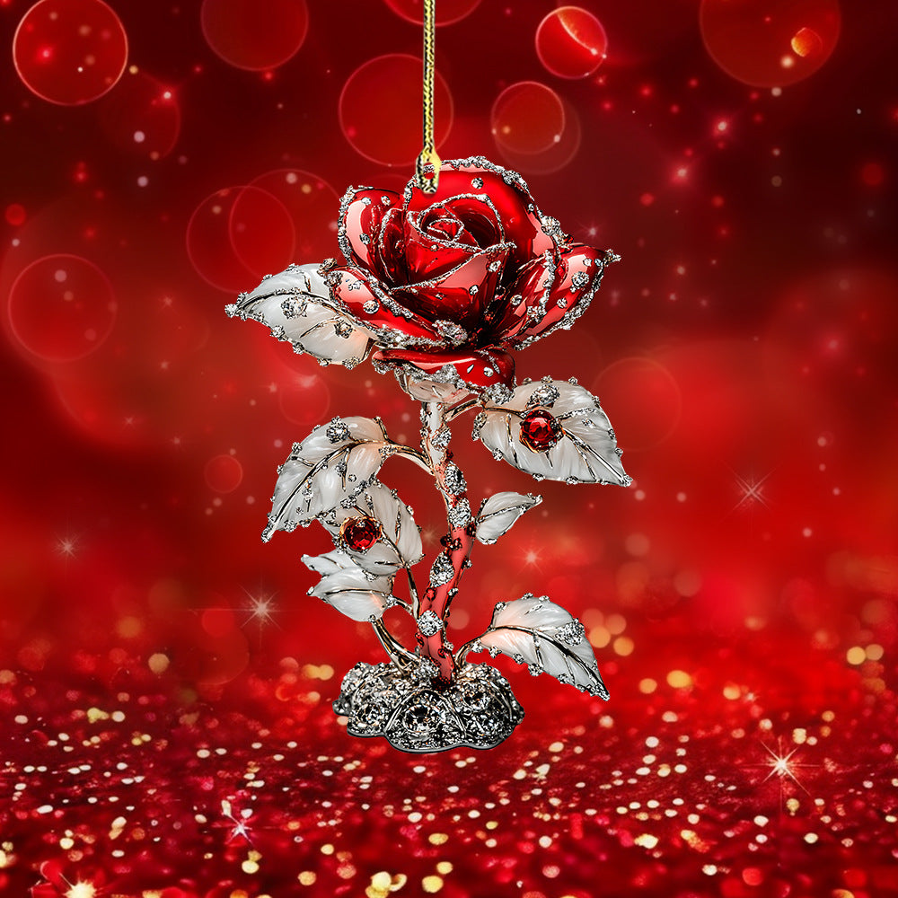 Valentine’s Day car rose pendant