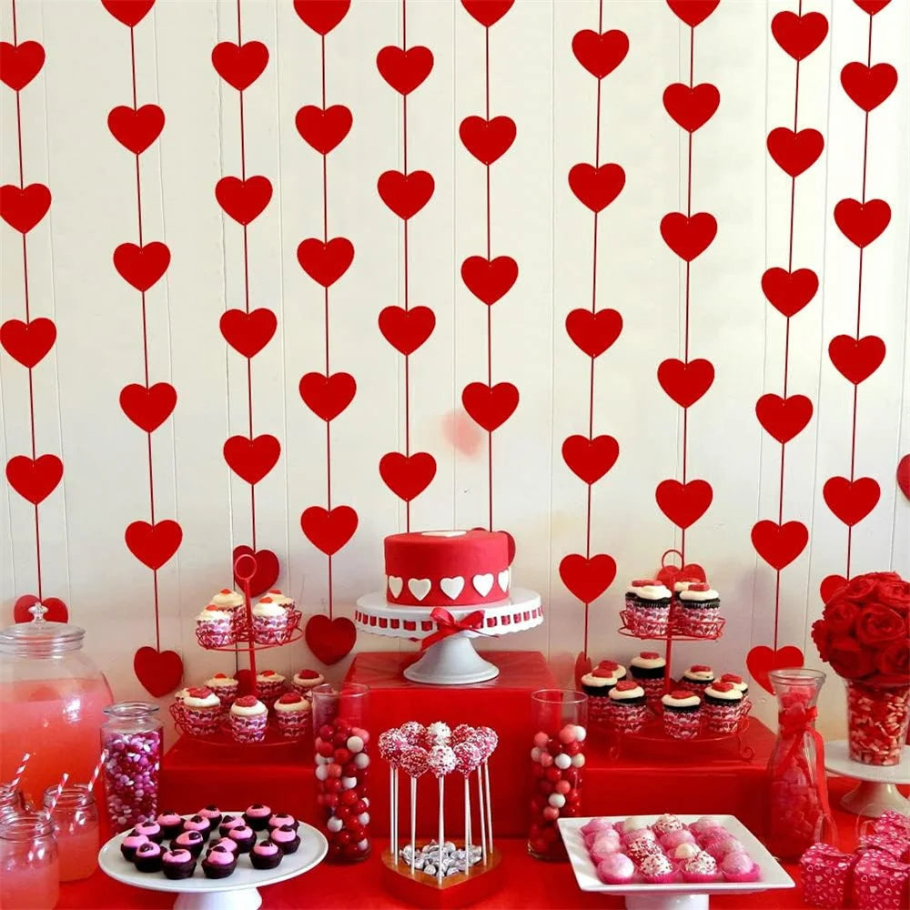 Valentine’s Day red heart garland