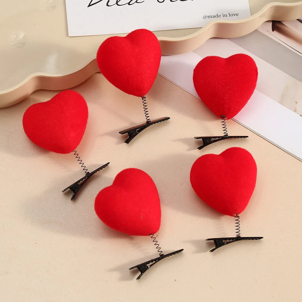 Valentine's Day red heart hair clip