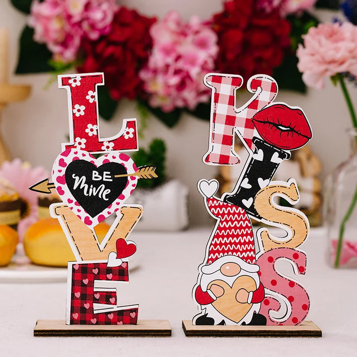 Valentine's Day wooden table signs