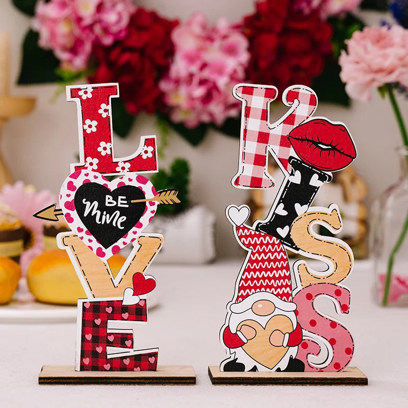 Valentine's Day wooden table signs