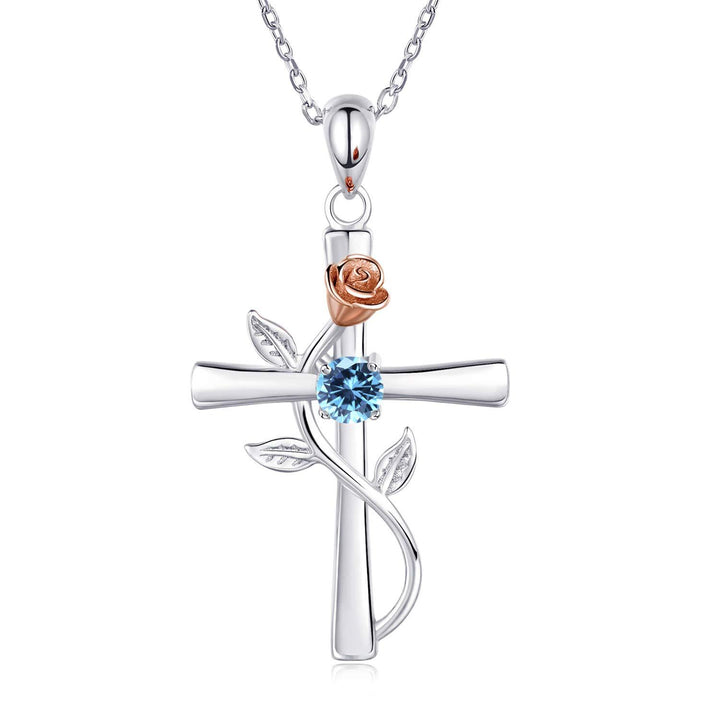 Valentine’s birthstone cross necklace
