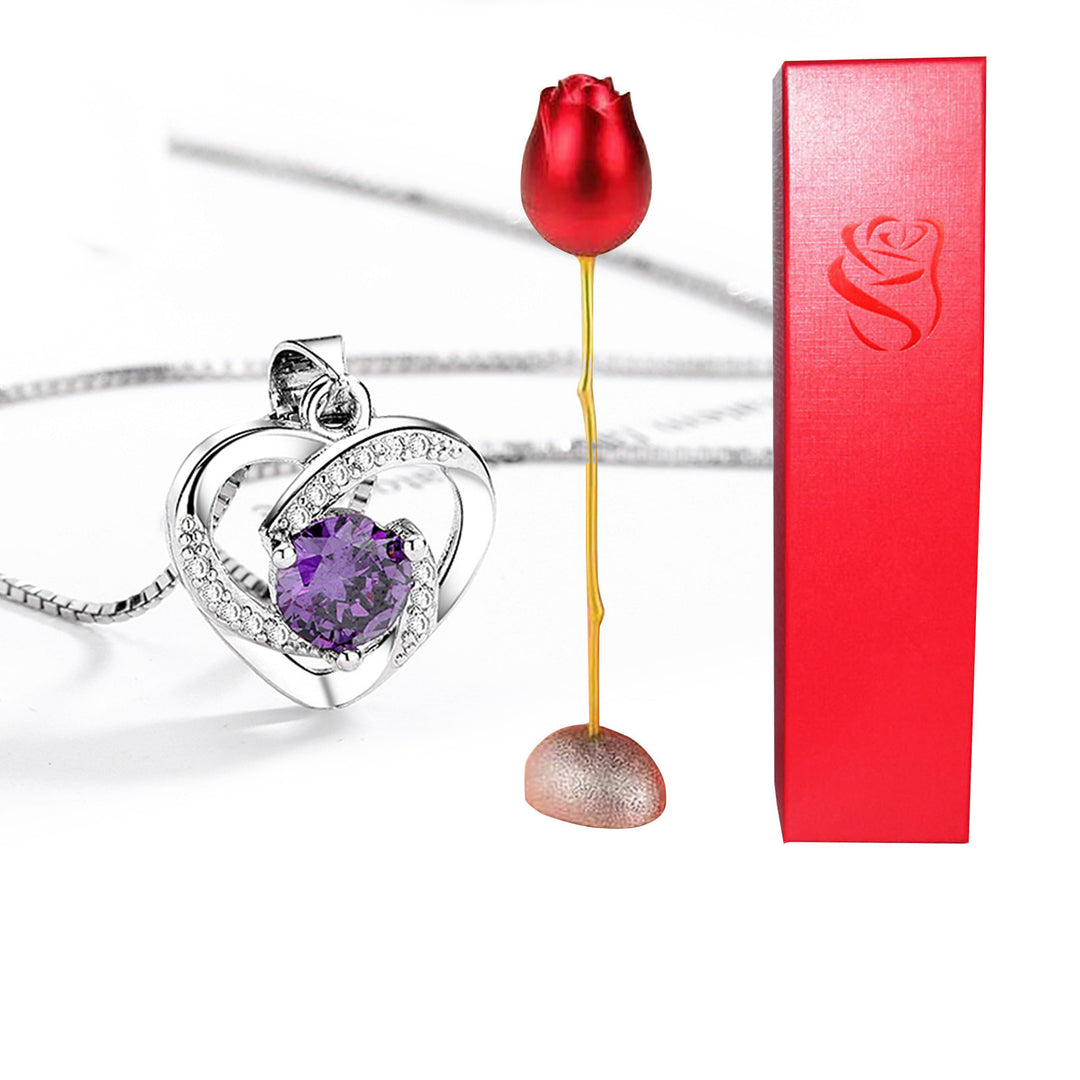 Valentines Rose Head Necklace