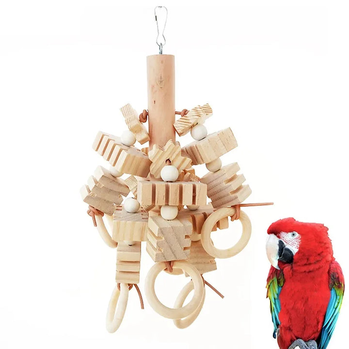 Versatile Parrot Toy Set with Wooden Pieces