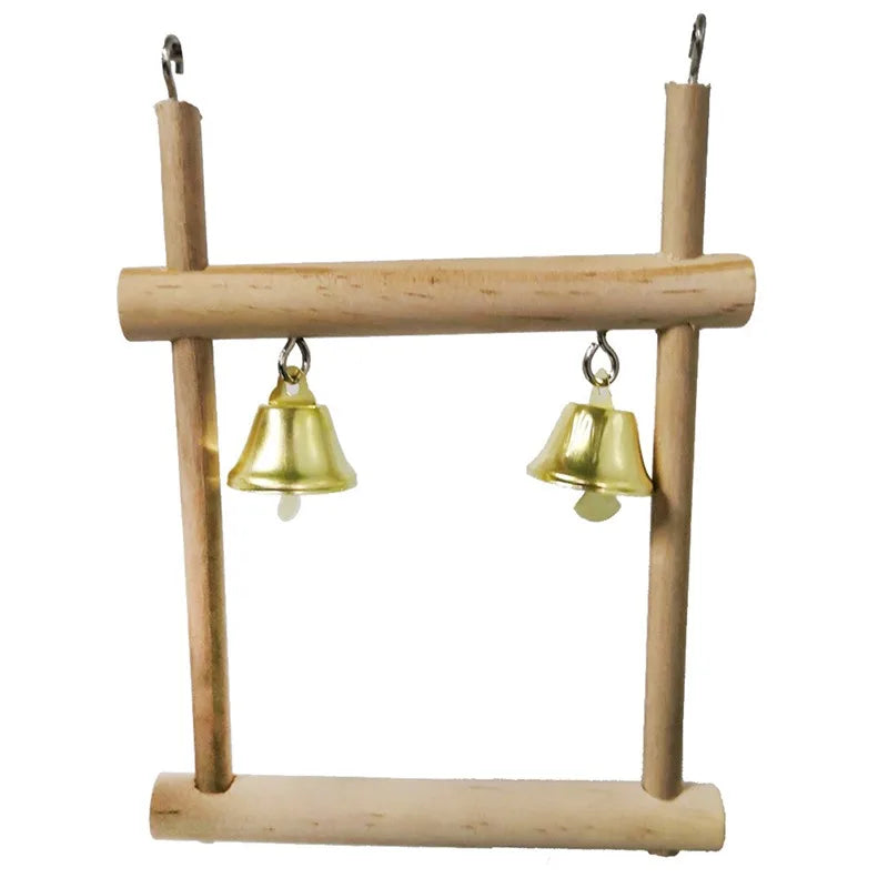 Versatile Parrot Toy Set with Wooden Pieces, Ball, Bell,