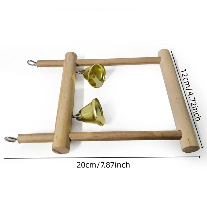 Versatile Parrot Toy Set with Wooden Pieces with to bells