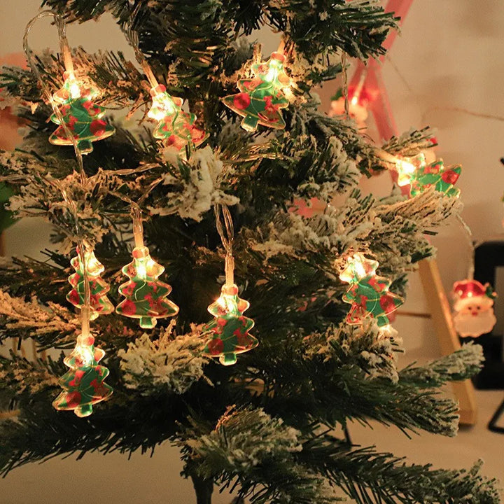 View of Christmas tree LED string light