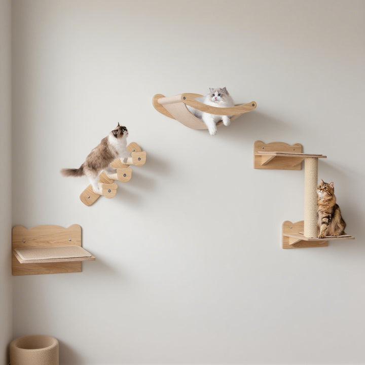 Wall-mounted cat furniture set