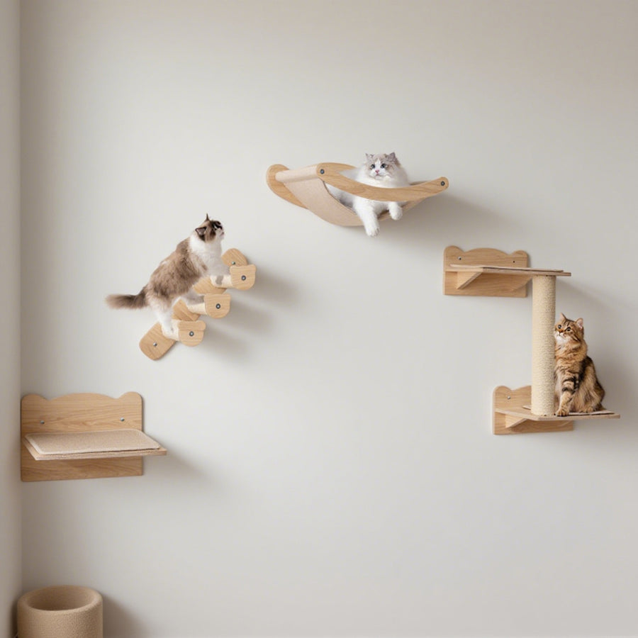 Wall-mounted cat furniture set