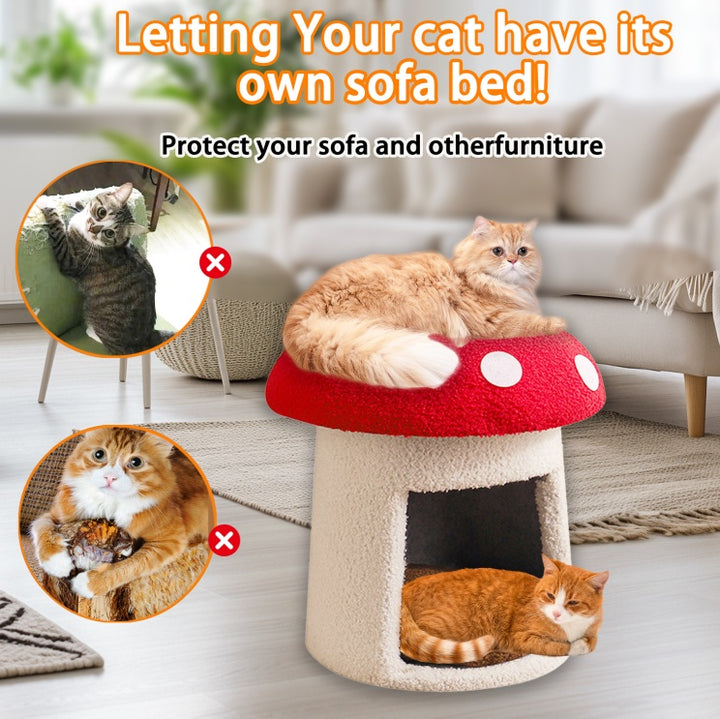 Washable mushroom cat house for pets