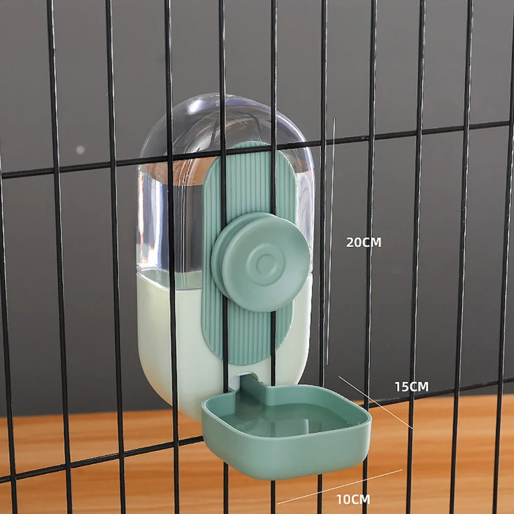 Water and food dispenser for pet cages.