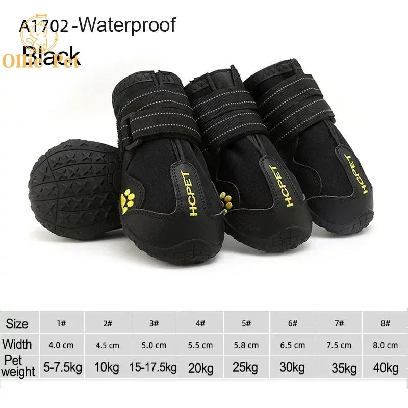 Waterproof Dog Boots Set With Reflective Straps