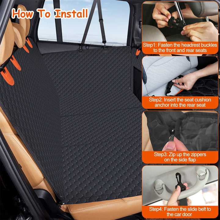 Waterproof pet car seat cover with zipper mesh