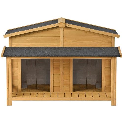 Weather-resistant wooden kennel for pets