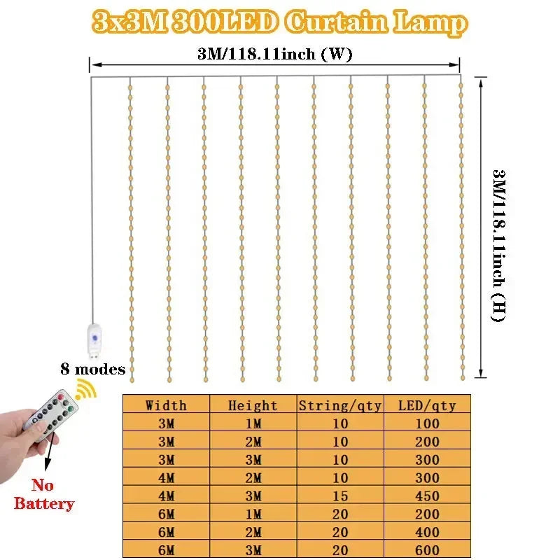 Wedding backdrop with USB curtain string lights