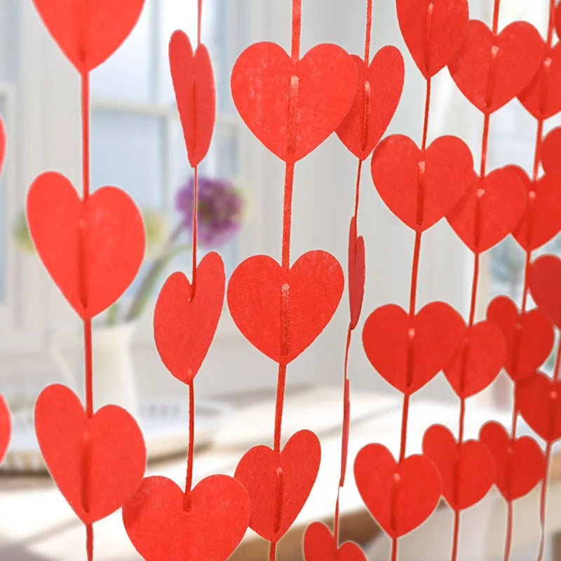 Wedding party red heart felt garland